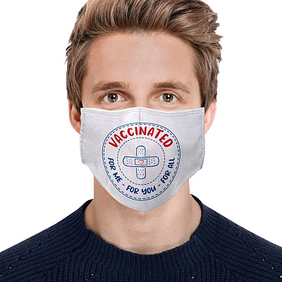 Bandage Vaccinated for You for Me for All Team Vaccine Washable Reusable Custom Printed Cloth Face Mask Cover