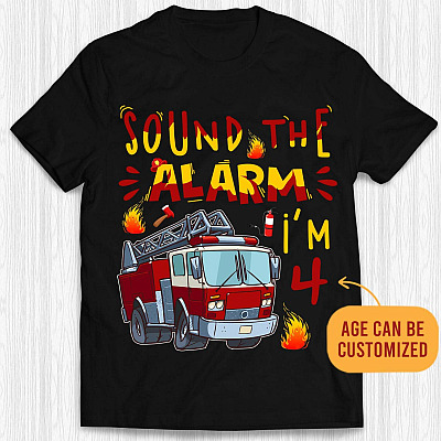 Alternative view of Personalized Sound The Alarm Fire Truck Firefighter Youth Tee