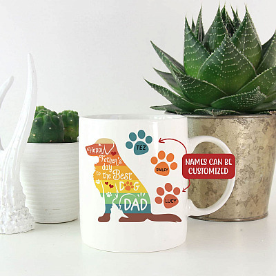 Personalized Happy Father's Day The Best Dog Dad Coffee Mug - Beer Stein - Water Bottle - Color Changing Mug