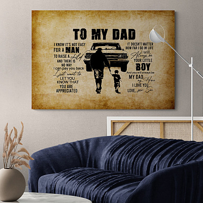 Alternative view of Muscle Car To My Dad I Know It's Not Easy For A Man To Raise A Child From Son Framed Canvas - Unframed Poster