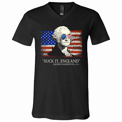 Suck It England T-shirt - V-neck Tee, Black, V-Neck T-Shirt