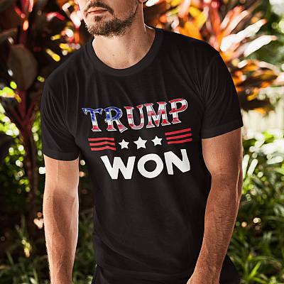 Alternative view of Trump Won America Flag T-Shirt - Trump Won US Flag T-Shirt