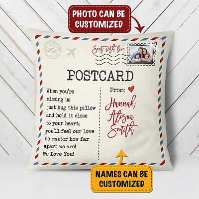 Alternative view of Personalized Photo When You're Missing Us Just Hug This Throw Pillow - Decorative Pillow - Indoor Outdoor Cushion