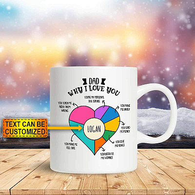 Alternative view of Personalized Dad Why I Love You Ceramic Coffee Mug - Fathers Day Mug - Gift Ideas for Dad