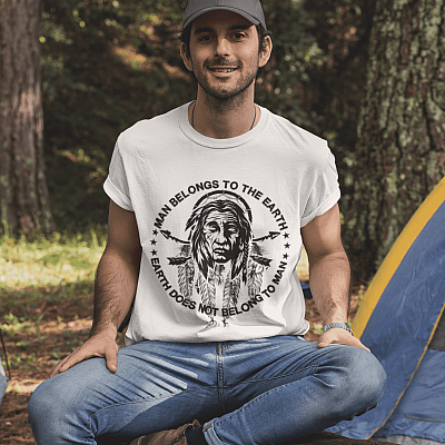 Alternative view of Man Belongs To The Earth Earth Does Not Belong To Men T-shirt