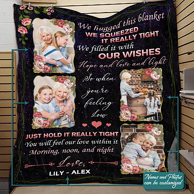 Personalized Photo We Hugged This Blanket Fleece Blanket - Mink Sherpa Blanket - Woven Blanket