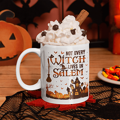 Not Every Witch Lives in Salem Mug - Halloween Holiday Ceramic Coffee Mug - Water Bottle - Halloween Gifts for Girls