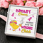 Pink Ribbon Breast Cancer Messed with the Wrong Chick Alluring Pendant Necklace Gifts