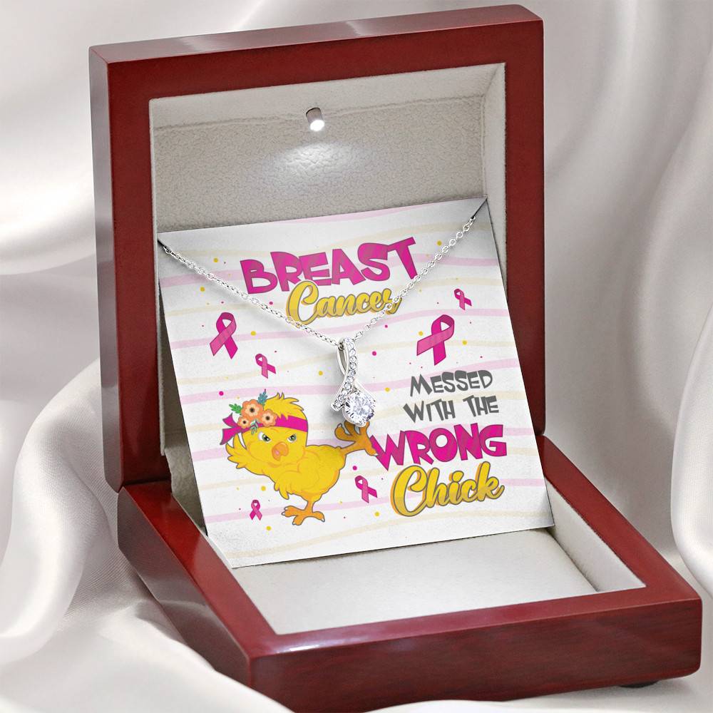 Pink Ribbon Breast Cancer Messed with the Wrong Chick Alluring Pendant Necklace Gifts