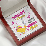 Pink Ribbon Breast Cancer Messed with the Wrong Chick Alluring Pendant Necklace Gifts