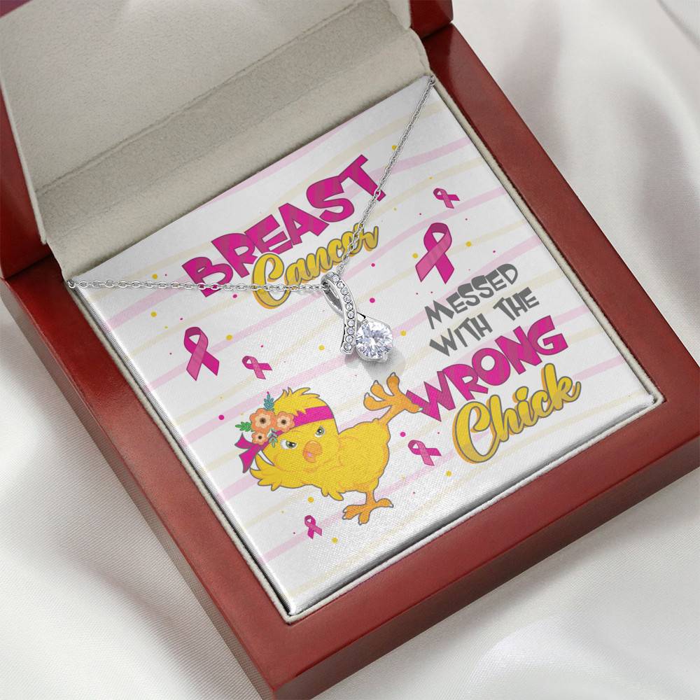 Pink Ribbon Breast Cancer Messed with the Wrong Chick Alluring Pendant Necklace Gifts