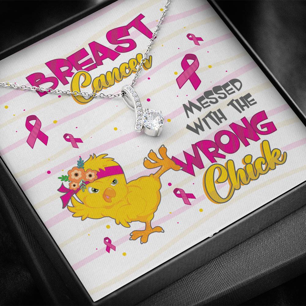 Pink Ribbon Breast Cancer Messed with the Wrong Chick Alluring Pendant Necklace Gifts