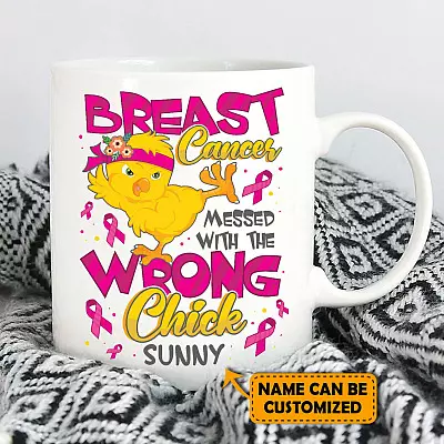 Personalized Breast Cancer You Messed with the Wrong Chick Mug-Beer Stein - Water Bottle - Color Changing Mug