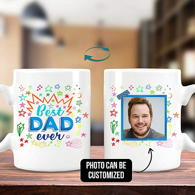 Alternative view of Personalized Photo Best Dad Ever Ceramic Coffee Mug - Fathers Day Mug - Gift Ideas for Dad