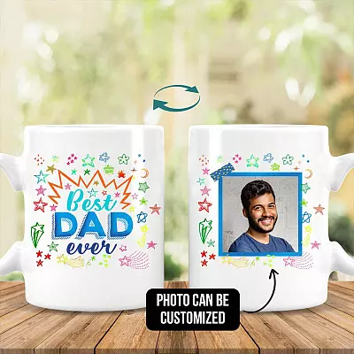 Personalized Photo Best Dad Ever Ceramic Coffee Mug - Fathers Day Mug - Gift Ideas for Dad