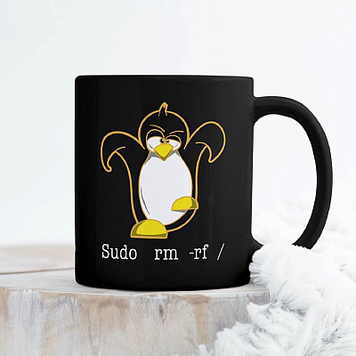 Penguin Sudo Rm Rf Ceramic Coffee Mug