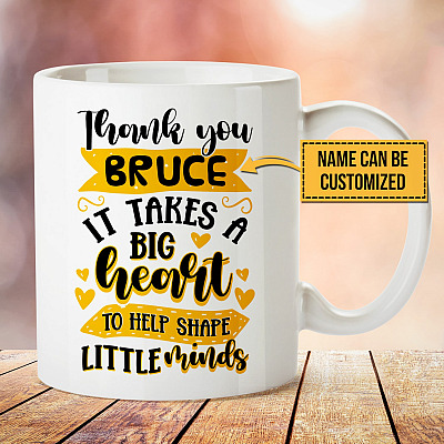 Alternative view of Personalized Thank You Teacher It Takes a Big Heart to Shape Little Minds Ceramic Coffee Mug