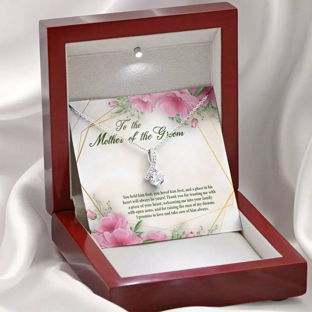 To The Mother Of The Groom You Held Him First Alluring Beauty Pendant Necklace - Mother In Law Necklace