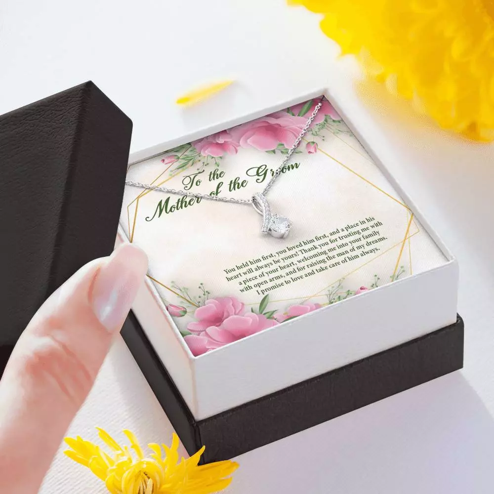 To The Mother Of The Groom You Held Him First Alluring Beauty Pendant Necklace - Mother In Law Necklace