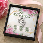 To The Mother Of The Groom You Held Him First Double Hearts Pendant Necklace - Mother In Law Necklace