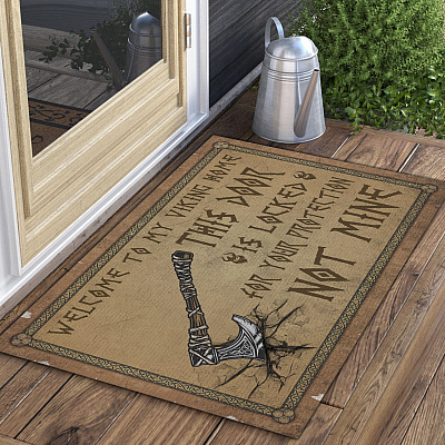 Alternative view of Welcome To My Viking Home This Door Is Locked For Your Protection Not Mine Entrance Indoor Outdoor Doormat