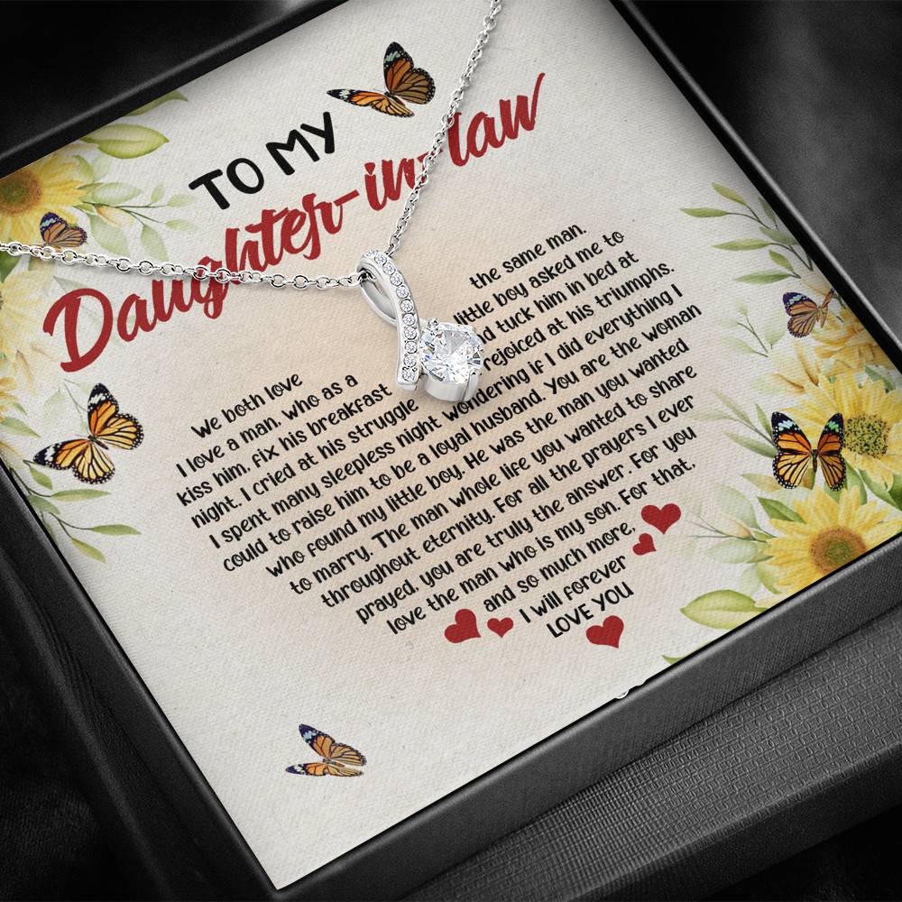 To My Daughter In Law We Both Love Same Man Alluring Beauty Pendant Necklace Wedding Gifts From Mother In Law