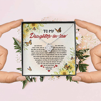 To My Daughter In Law We Both Love The Same Man Love Knot Necklace - Wedding Gifts From Mother In Law