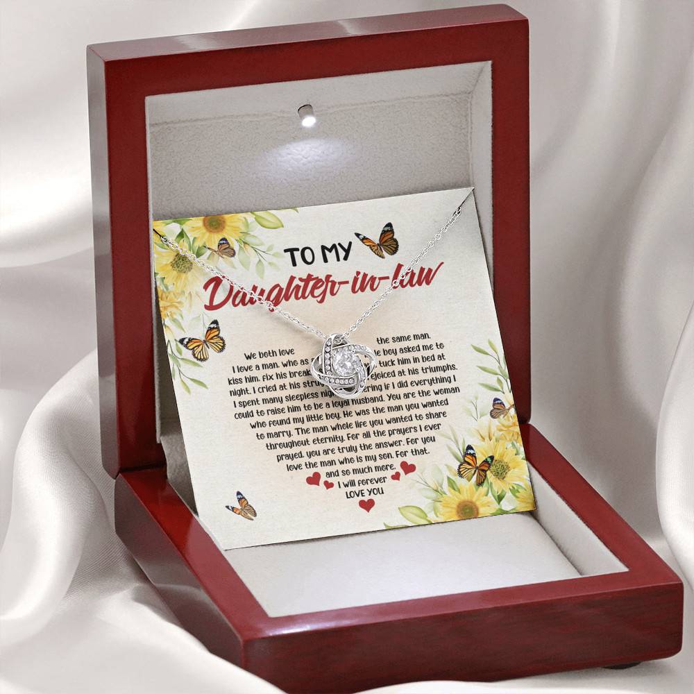 To My Daughter In Law We Both Love The Same Man Love Knot Necklace - Wedding Gifts From Mother In Law To My Daughter In Law We Both Love The Same Man Love Knot Necklace - Wedding Gifts From Mother In Law