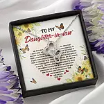 To My Daughter In Law We Both Love The Same Man Double Hearts Necklace - Wedding Gifts