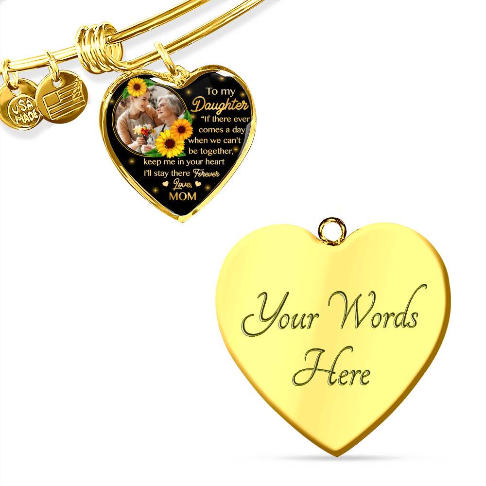 Personalized Photo To My Daughter I Will Stay In Your Heart Forever Heart Pendant Necklace - Custom Photo Gift For Daughter