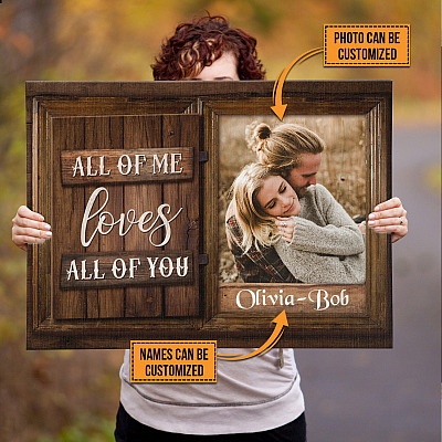 Alternative view of Personalized Photo All Of Me Loves All Of You Framed Canvas - Unframed Poster - Custom Photo Couple Gift