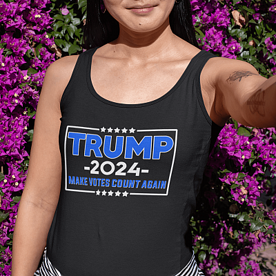 Alternative view of Pro Trump Gift Trump 2024 Make Votes Count Again Cotton Tank Top Tee - Ladies Racerback Tank