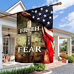 Faith Over Fear Cross American Garden Flag - Religious House Flag Decoration