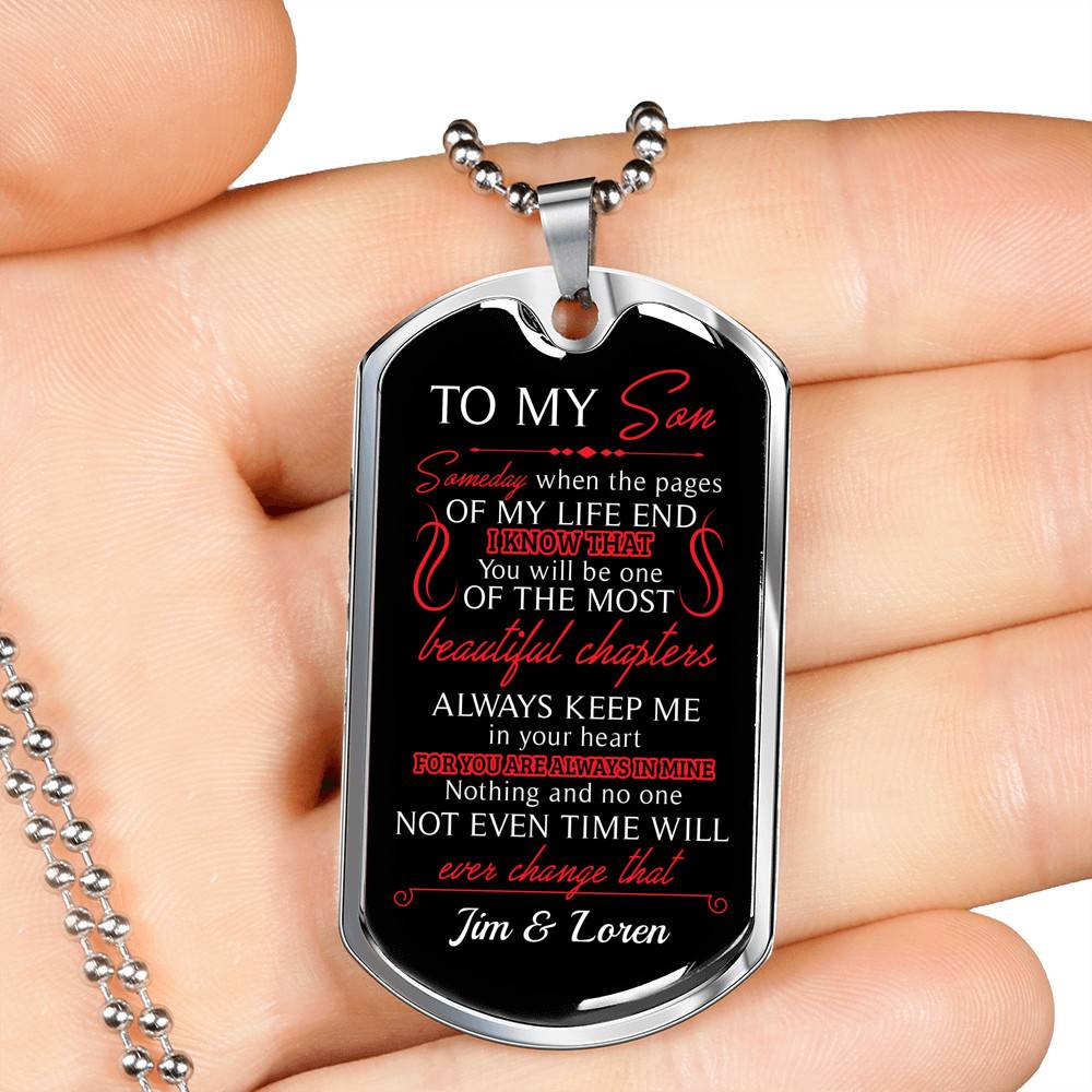 Personalized to My Son You Are Always in My Heart Dog Tag Pendant Necklace