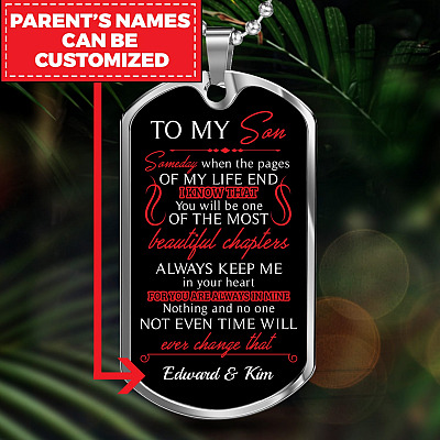 Alternative view of Personalized to My Son You Are Always in My Heart Dog Tag Pendant Necklace