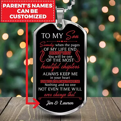 Personalized to My Son You Are Always in My Heart Dog Tag Pendant Necklace