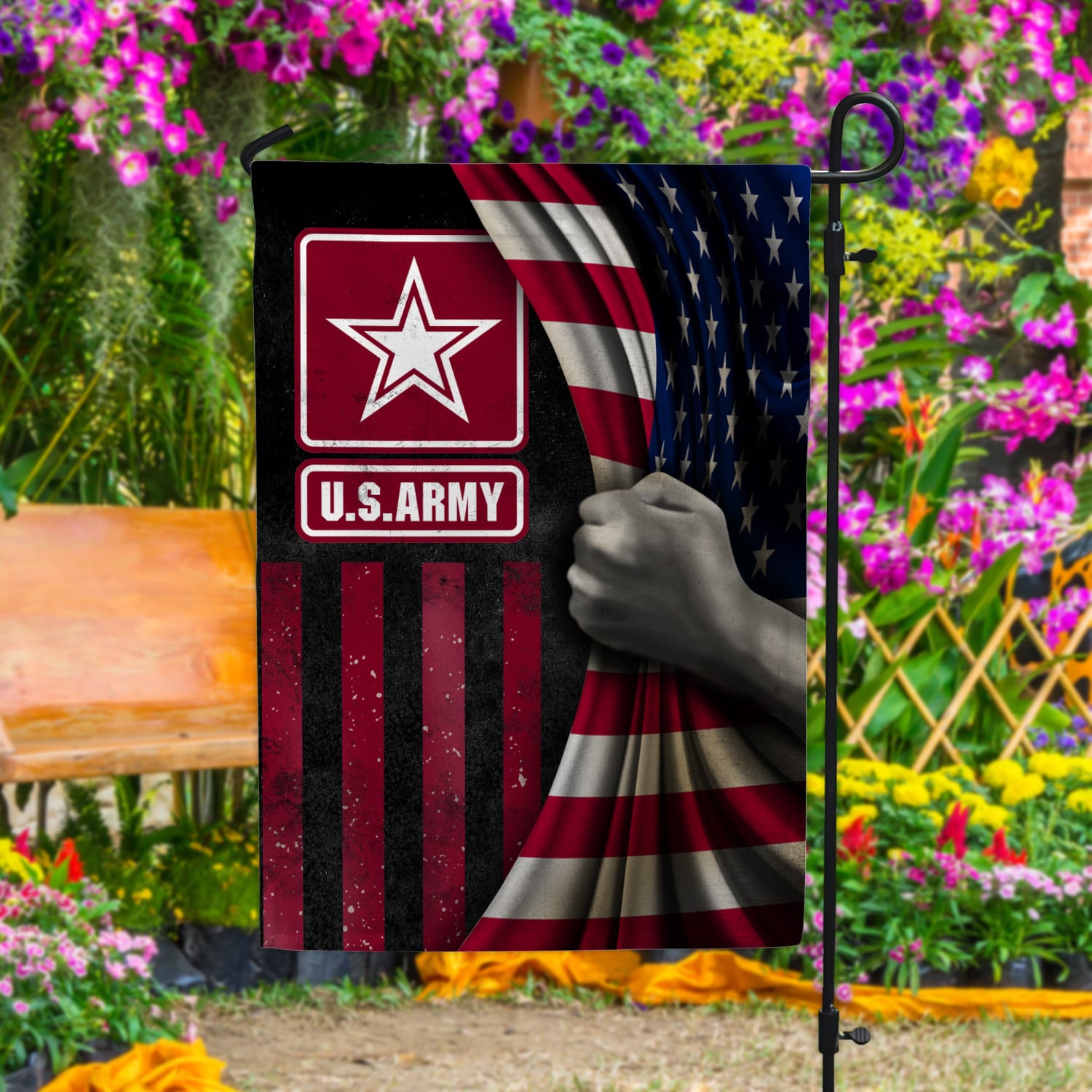 6. US Army Flag(5) Garden Flag Mockup 4