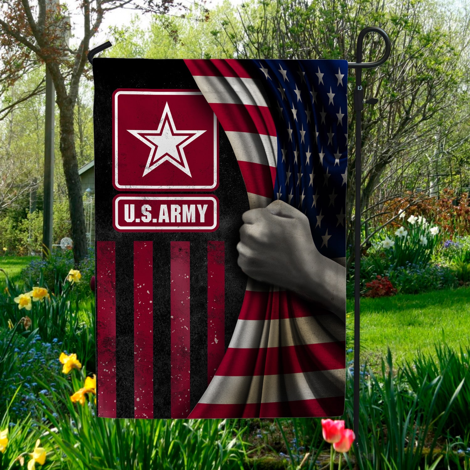 6. US Army Flag(5) Garden Flag Mockup 5