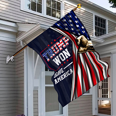 Alternative view of Trump Won Save America Flag - Trump 2024 Garden Flag - Save America House Flag