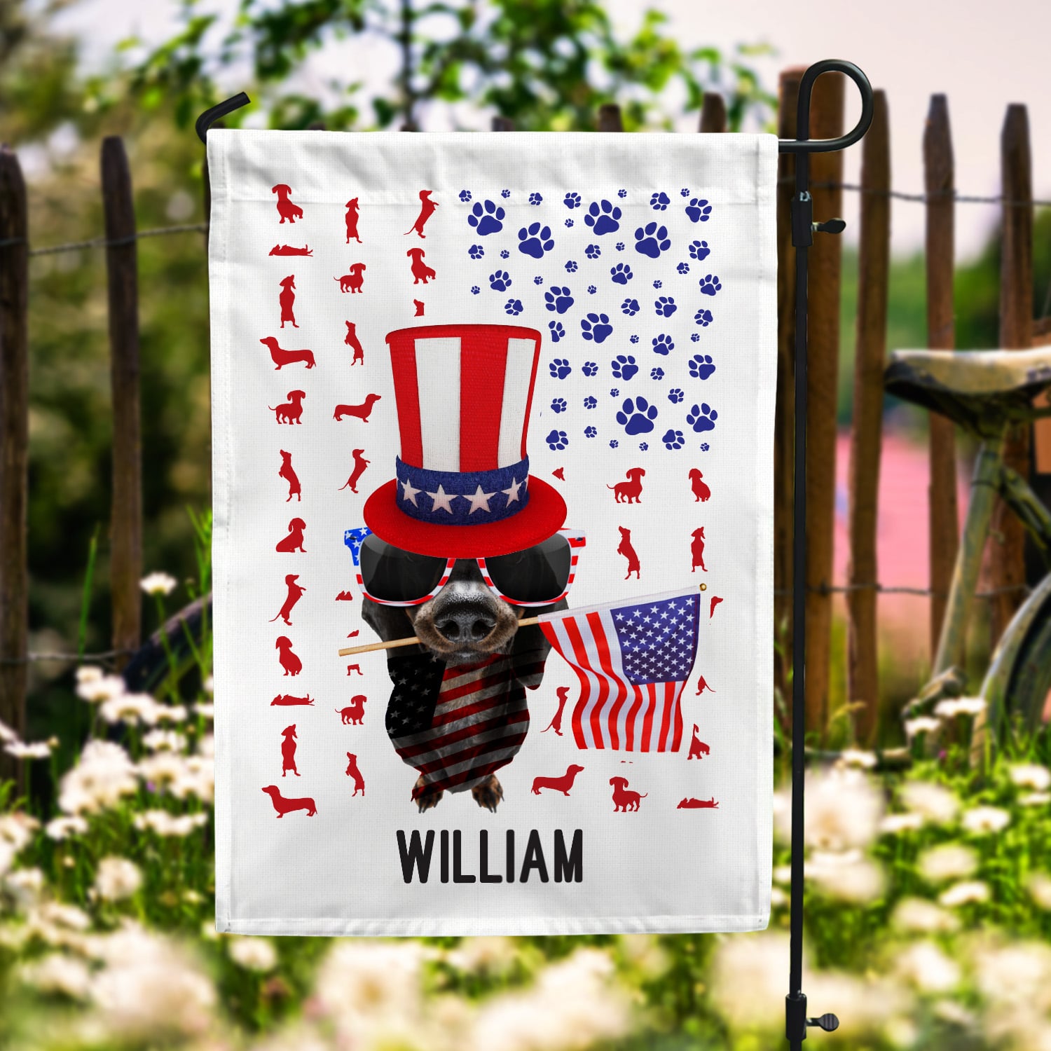 5KT. Dachshund Patriot American Flag (Sample Design) Garden Flag Mockup 6