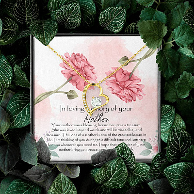 In Loving Memory Mother Forever Love Heart Pendant Necklace - Gift For Loss Of Mother