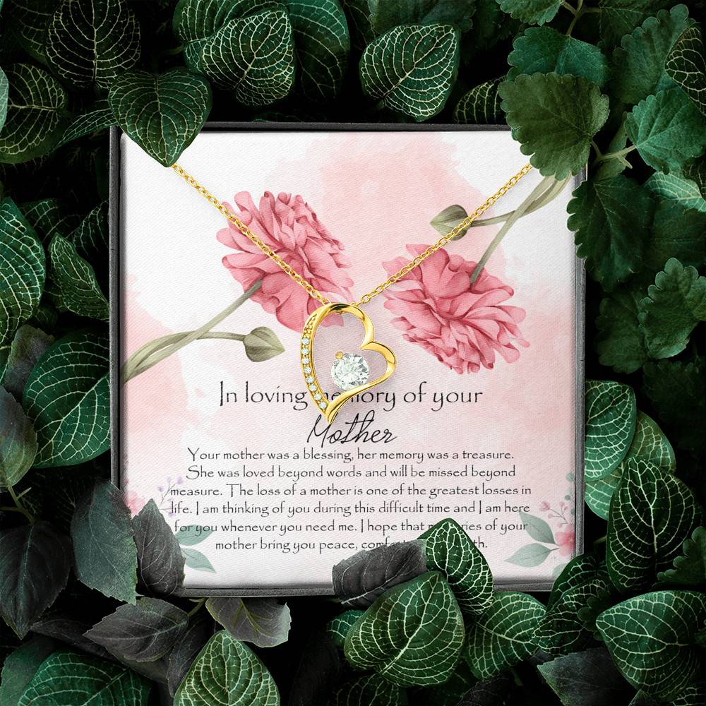 In Loving Memory Mother Forever Love Heart Pendant Necklace - Gift For Loss Of Mother