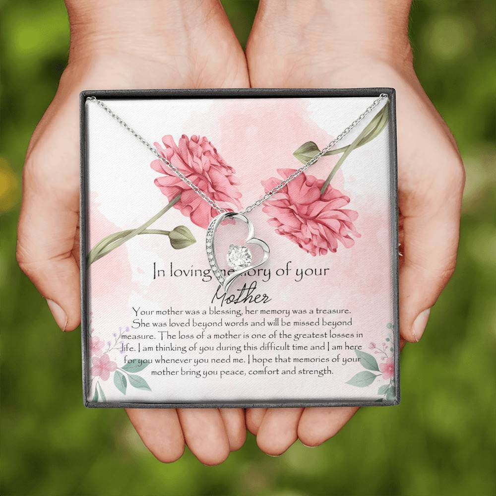 In Loving Memory Mother Forever Love Heart Pendant Necklace - Gift For Loss Of Mother
