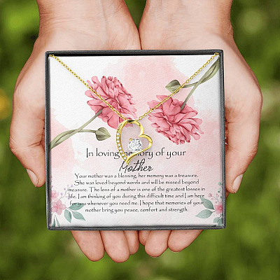 In Loving Memory Mother Forever Love Heart Pendant Necklace - Gift For Loss Of Mother