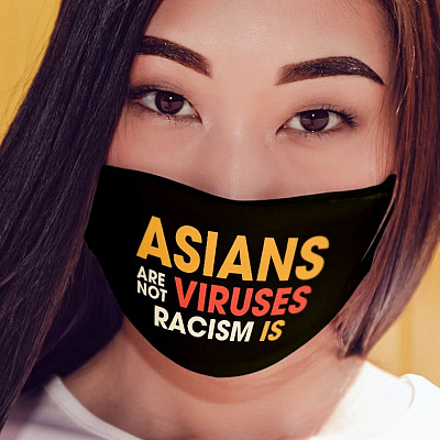 Alternative view of Asians Are Not Viruses Racism Is Washable Reusable Custom - Printed Cloth Face Mask Cover