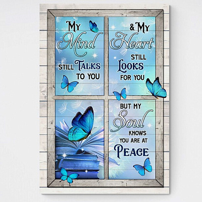 Alternative view of Butterflies My Mind Still Talks to You My Soul Knows You Are at Peace Framed Canvas Prints - Unframed Poster