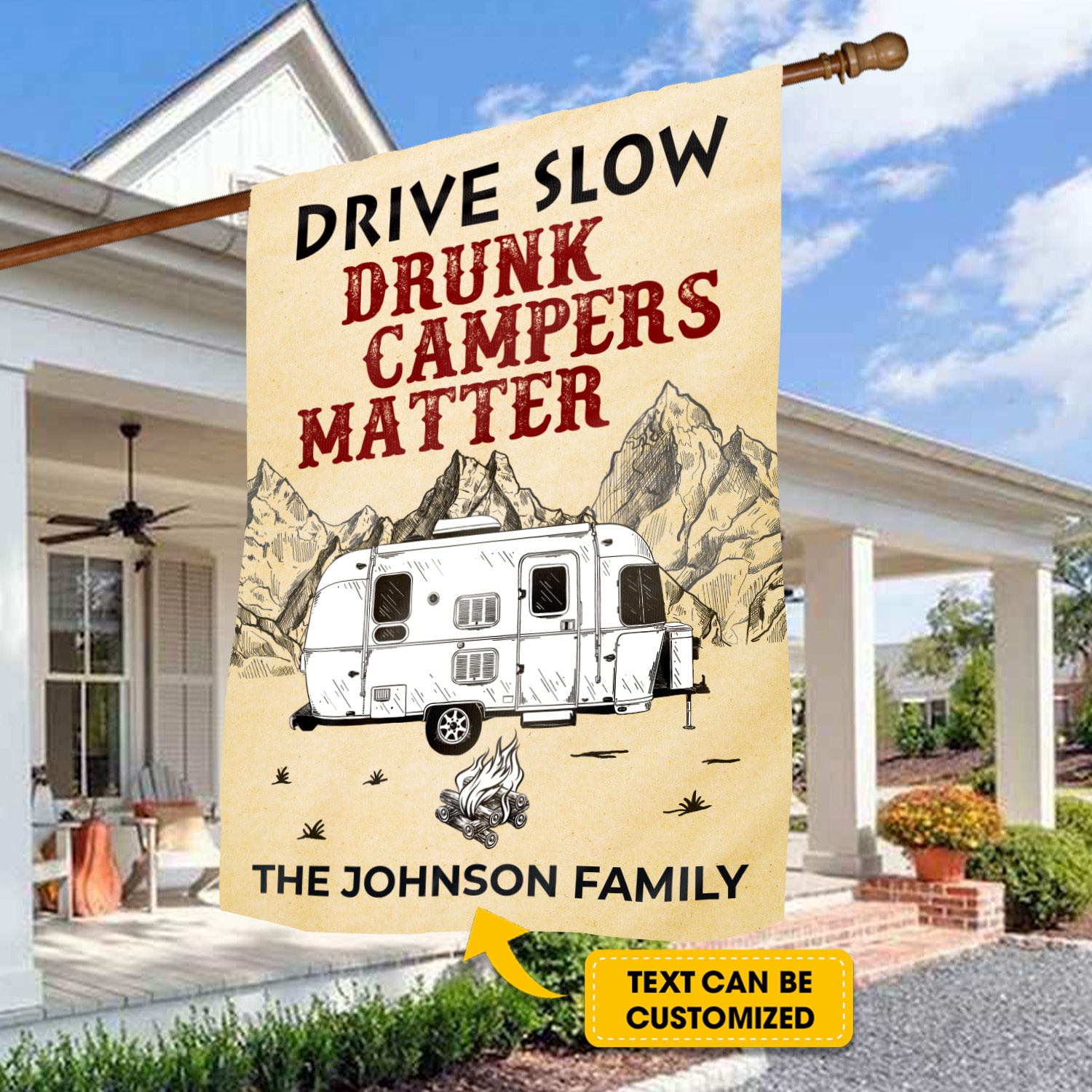 2UT. Drunk Campers Matter-SAMPLE DESIGN House Flag Mockup 3