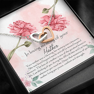 In Loving Memory Mother Interlocking Hearts Pendant Necklace - Gift For Loss Of Mother