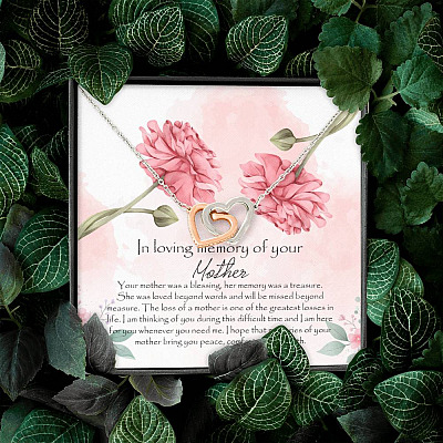 In Loving Memory Mother Interlocking Hearts Pendant Necklace - Gift For Loss Of Mother