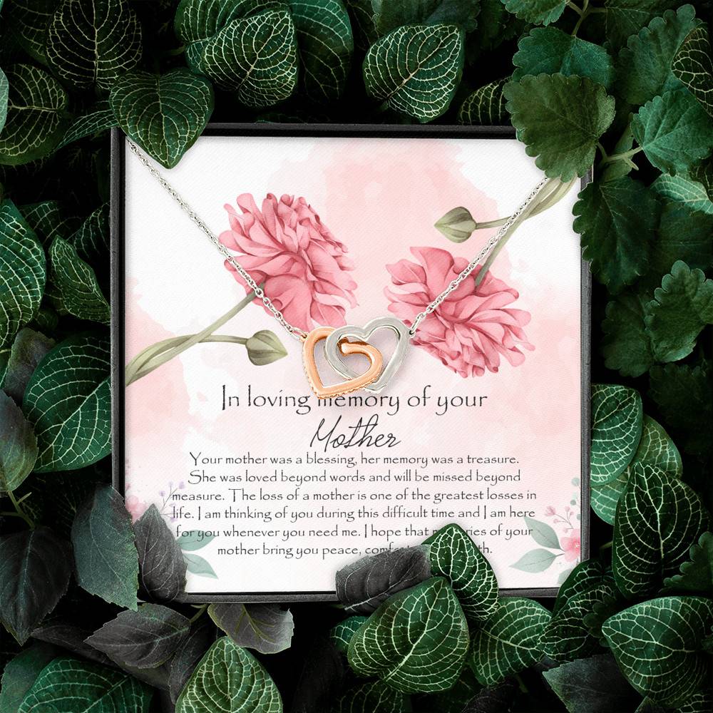 In Loving Memory Mother Interlocking Hearts Pendant Necklace - Gift For Loss Of Mother